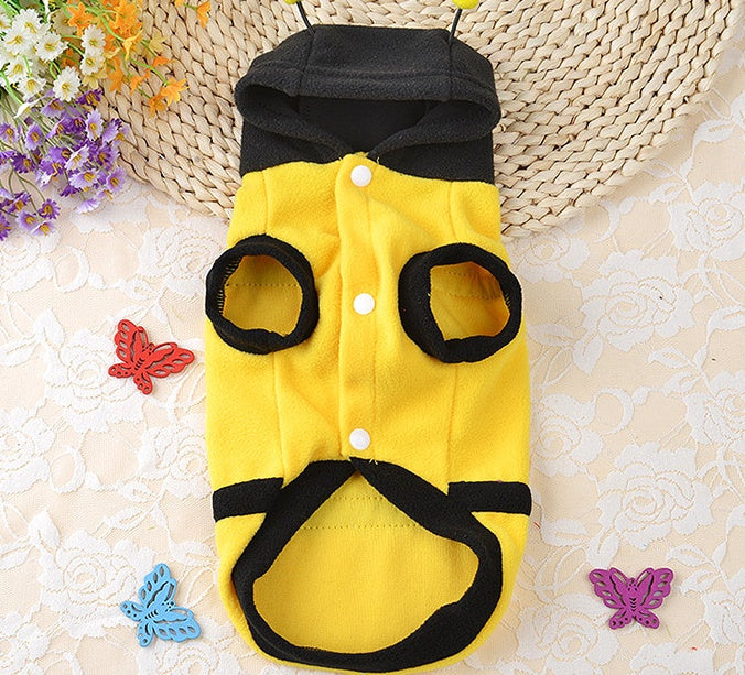 1Pcs Pet Clothes Cute Bees Dog Cat Clothes Soft Fleece Teddy Poodle Dog Clothes For Pets Product Supplies Accessories