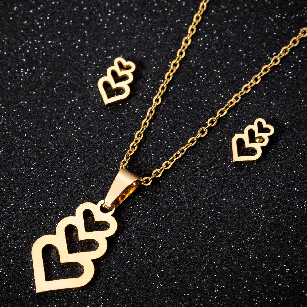 Peach heart gesture than heart necklace