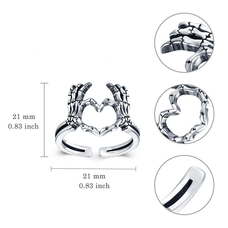 Skull Than Heart Paw Index Finger Retro Ring