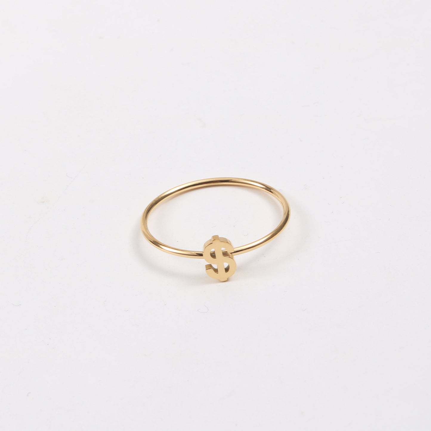 Dollar Symbol Thin Ring Titanium Steel Electroplating