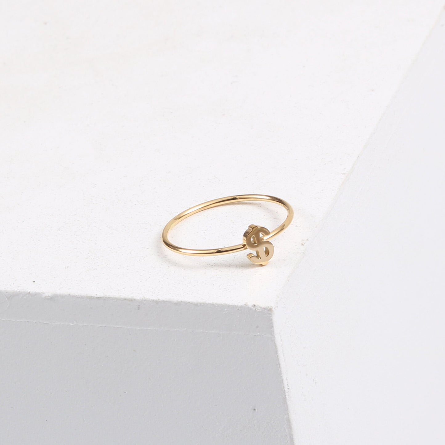 Dollar Symbol Thin Ring Titanium Steel Electroplating